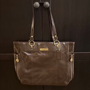 Vintage Coach Dark Brown Leather Tote